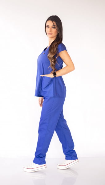 Pijama Cirúrgico Azul Royal - gola V