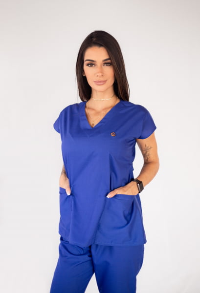Pijama Cirúrgico Azul Royal - gola V