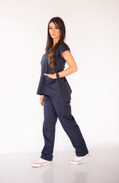 Pijama Cirúrgico Azul Marinho - gola Redonda