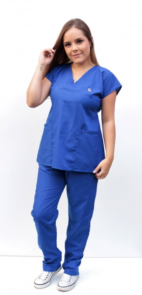 Pijama Cirúrgico Azul Royal - gola V